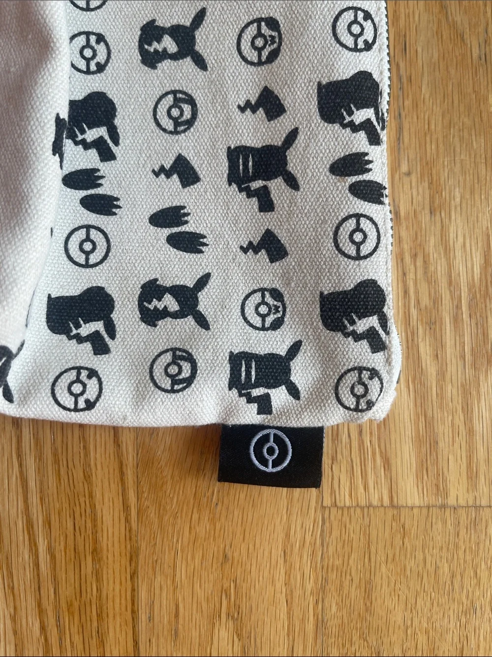 Pikachu Pattern Canvas Pouch - Beige and Black